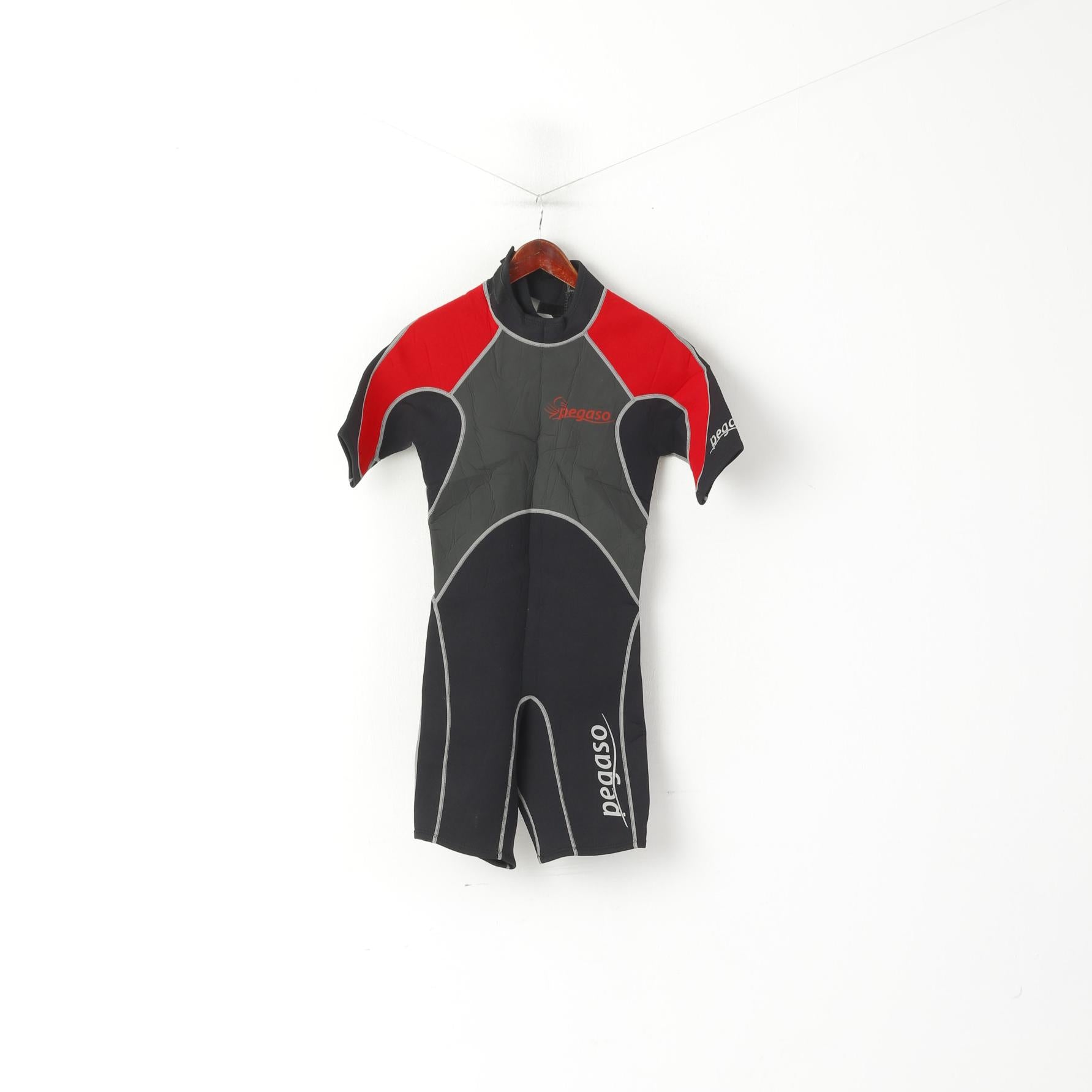 Pegaso Unisex S Wetsuit Black Red Surf Steamer Neoprene Swim Shortie Wet Suit