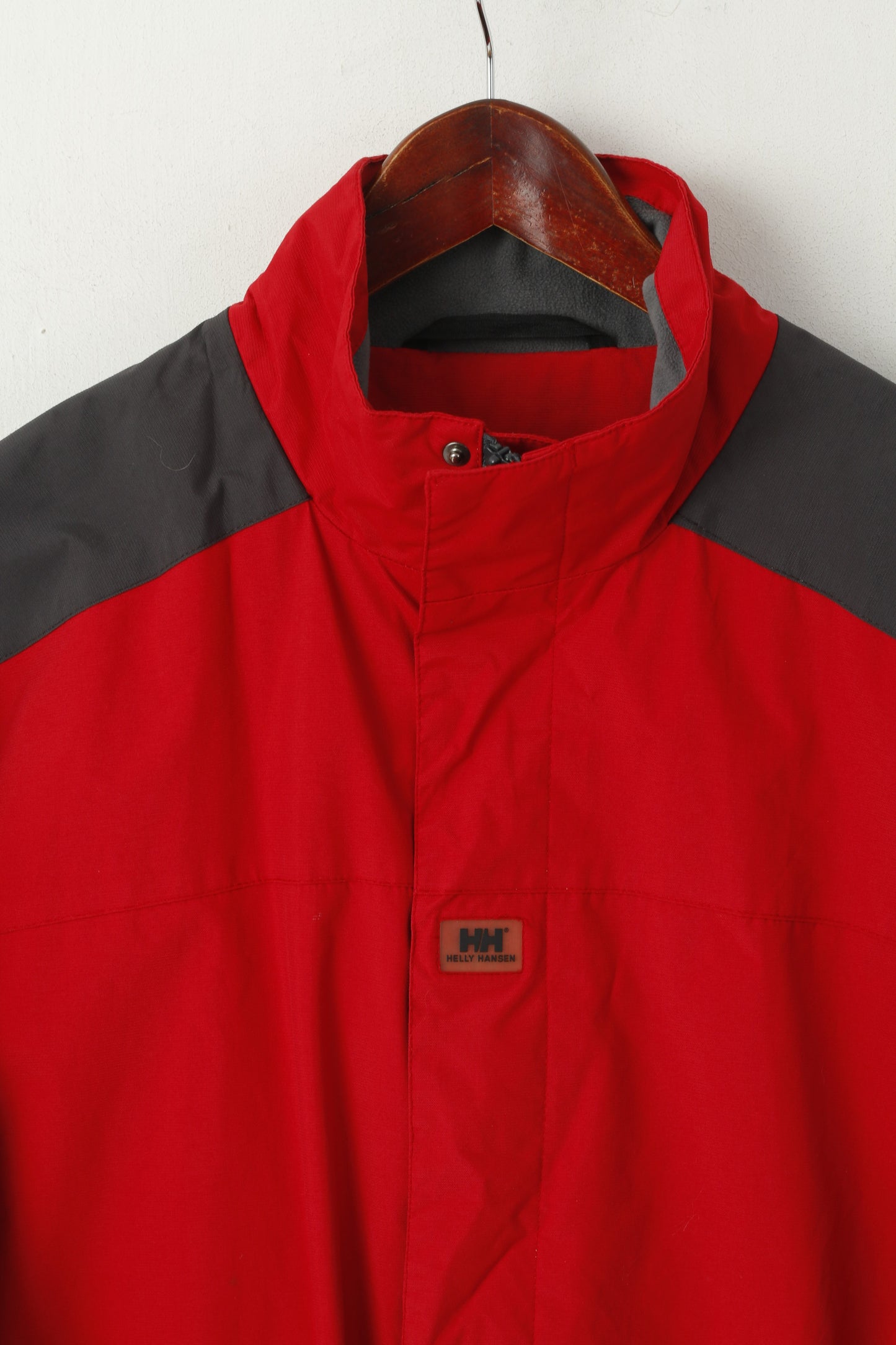 Helly Hansen Men M (S) Jacket Red Outdoor Zip Up Nylon Waterproof Mountain Hiking Top