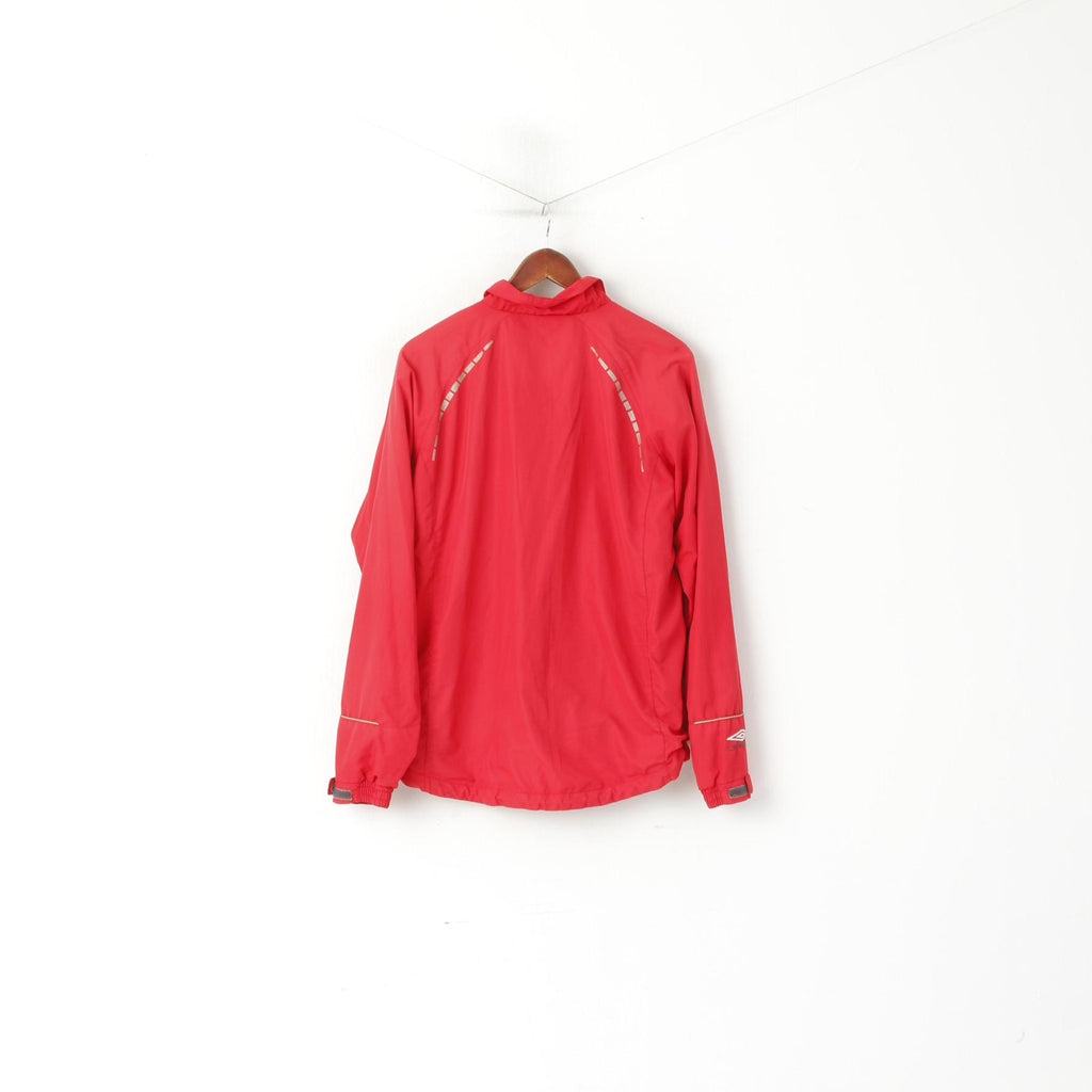 Umbro Men S Jacket Red Vintage Full Zip Sportswear Reflective Lightweight Top