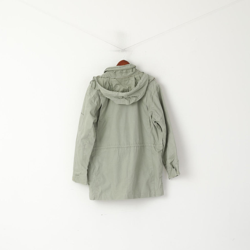 Nike M 178 (S) Veste Kaki Coton Militaire Parka À Capuche Extérieur Zip Up Top