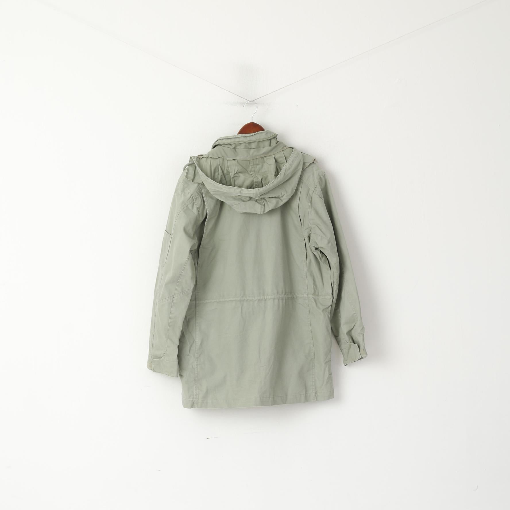 Nike M 178 (S) Veste Kaki Coton Militaire Parka À Capuche Extérieur Zip Up Top