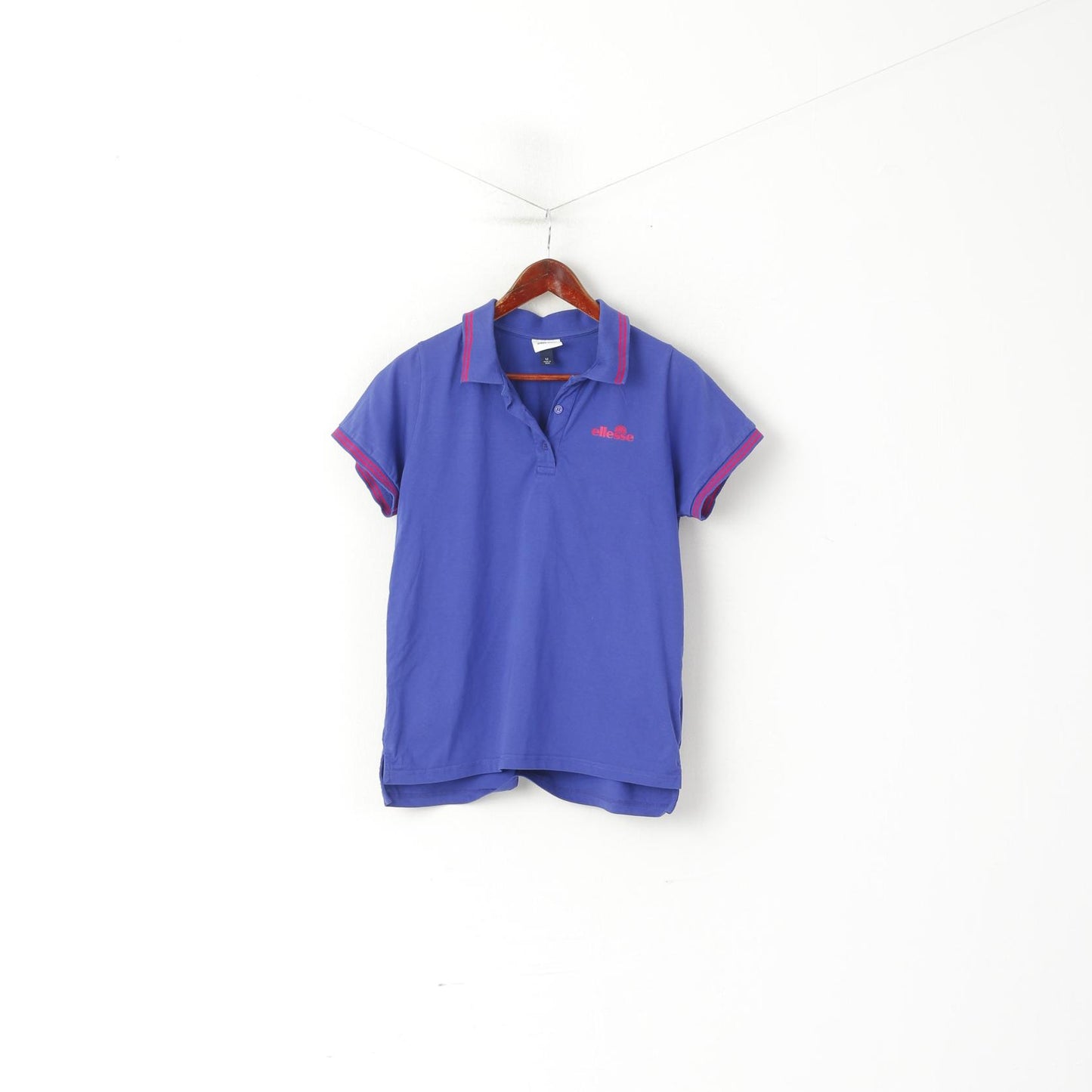 Ellesse Women 12 40 M Polo Shirt Purple Cotton Detailed Buttons Sport Top