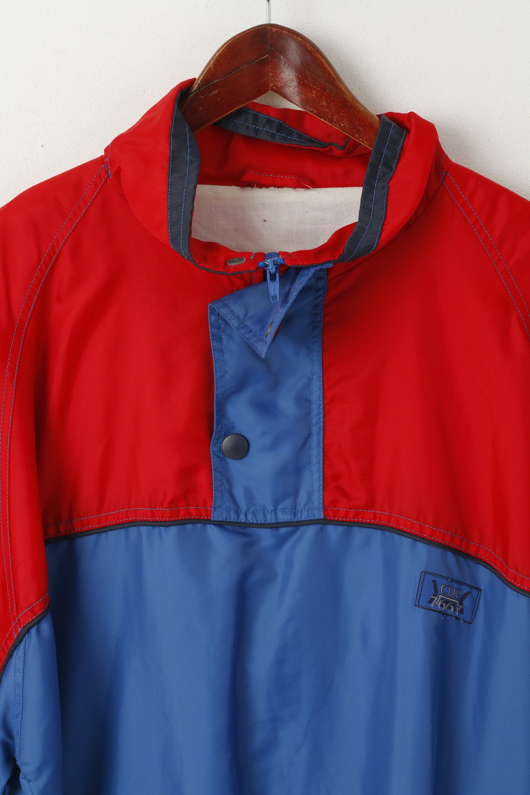 CUP 66 Giacca XL da uomo Blu Rosso FC Bayern Munchen Pullover Calcio Cappuccio nascosto Top