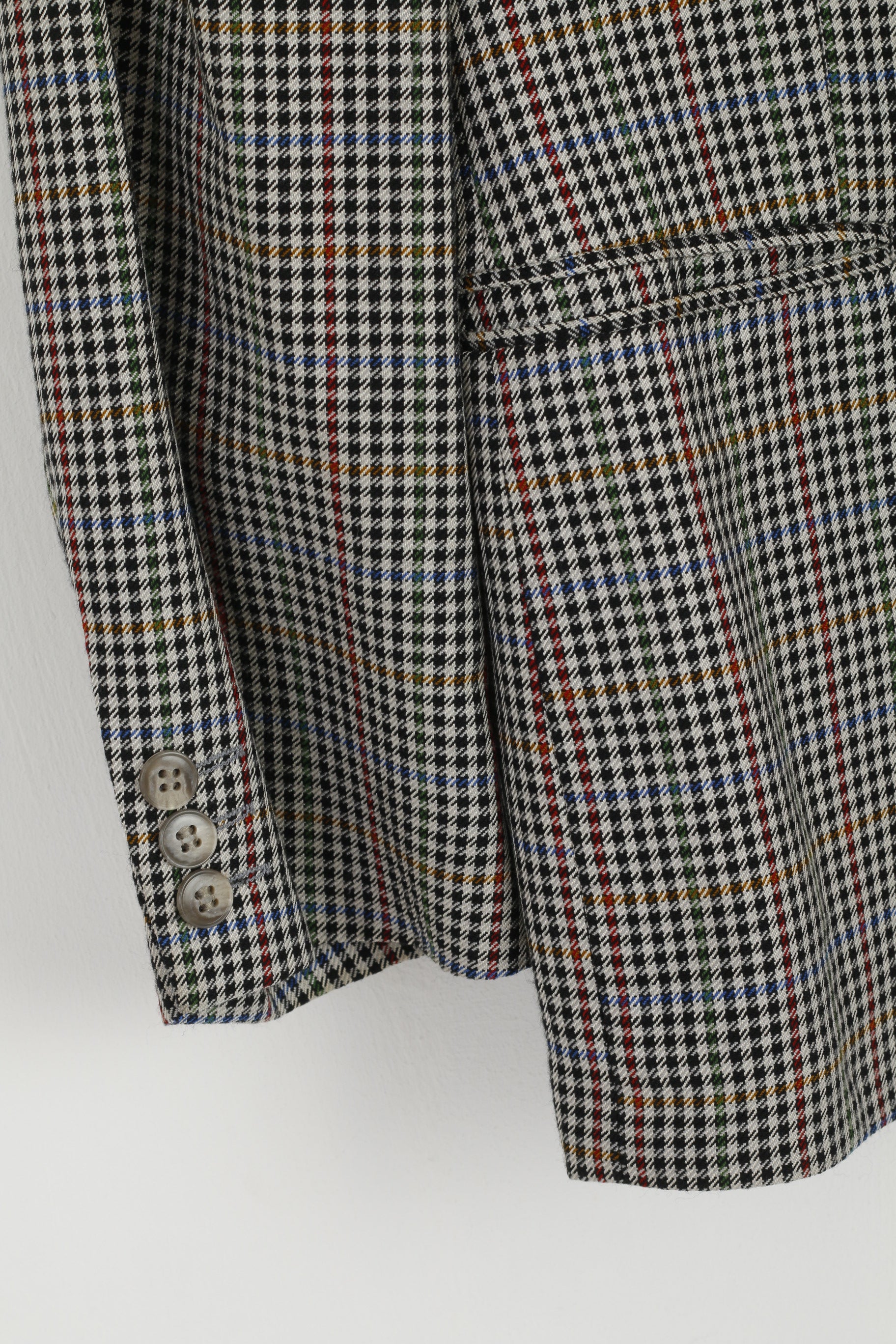 Falbe Dormeuil Men 38 Blazer Wool Houndstooth Single Breasted Vintage Multicoloured Jacket