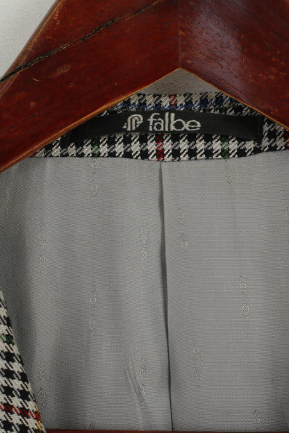 Falbe Dormeuil Homme 38 Blazer Laine Pied-de-Poule Simple Boutonnage Vintage Veste Multicolore