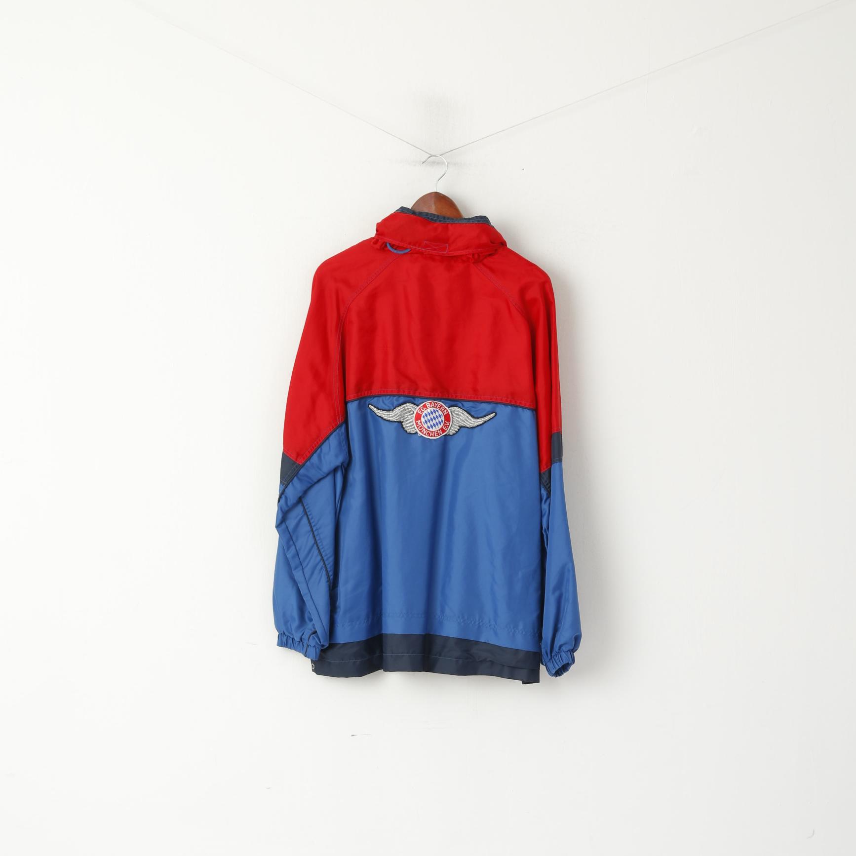 CUP 66 Hommes XL Veste Bleu Rouge FC Bayern Munchen Pull Football Capuche Cachée Haut