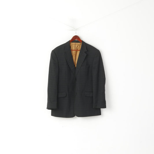 Pierre Cardin Men 46 56 Blazer Black Brown Check Wool Single Braested Retro Jacket