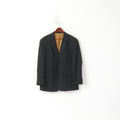 Pierre Cardin Hommes 46 56 Blazer Noir Marron Check Laine Veste Rétro À Bras Simple