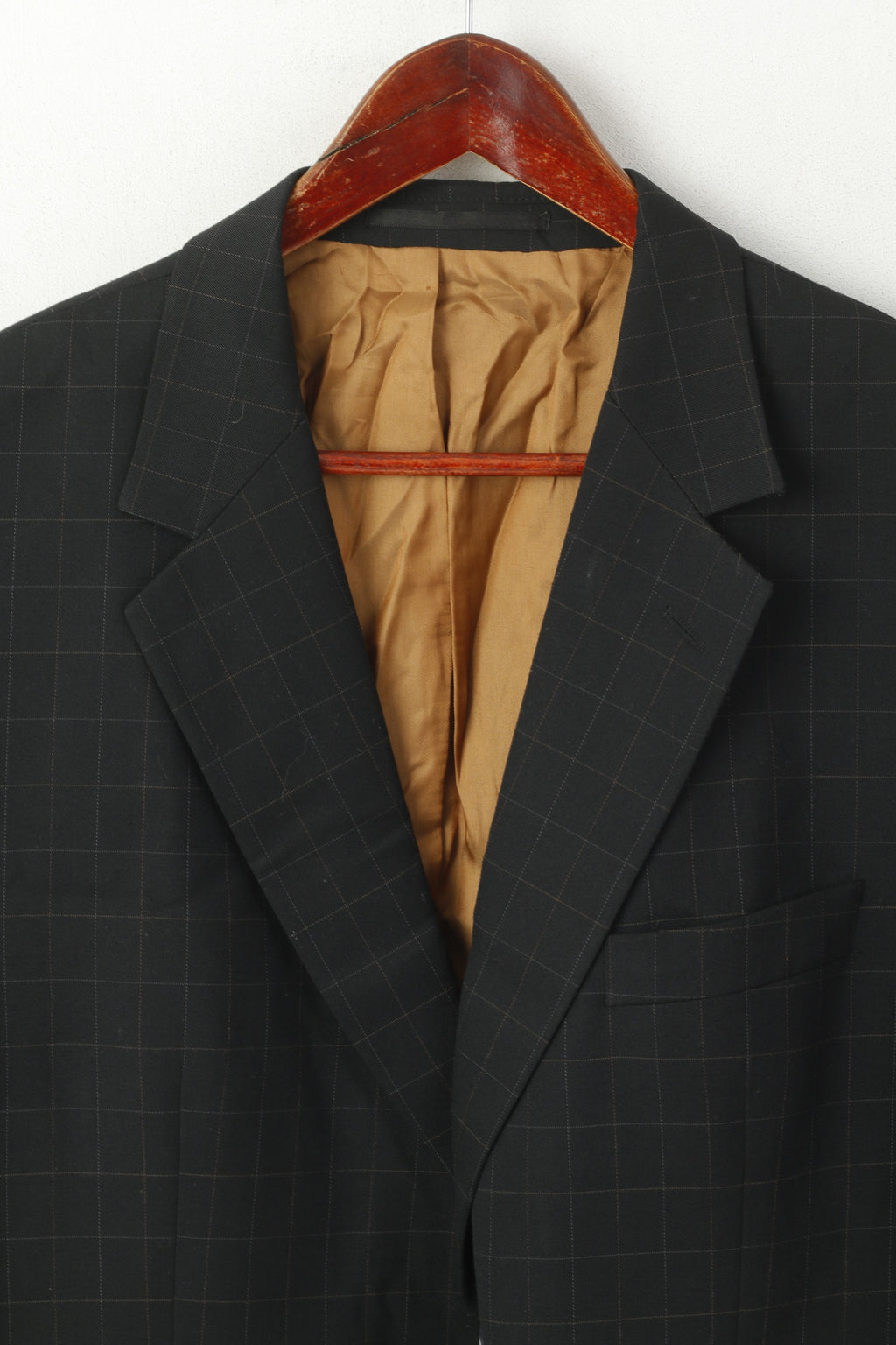 Pierre Cardin Men 46 56 Blazer Black Brown Check Wool Single Braested Retro Jacket