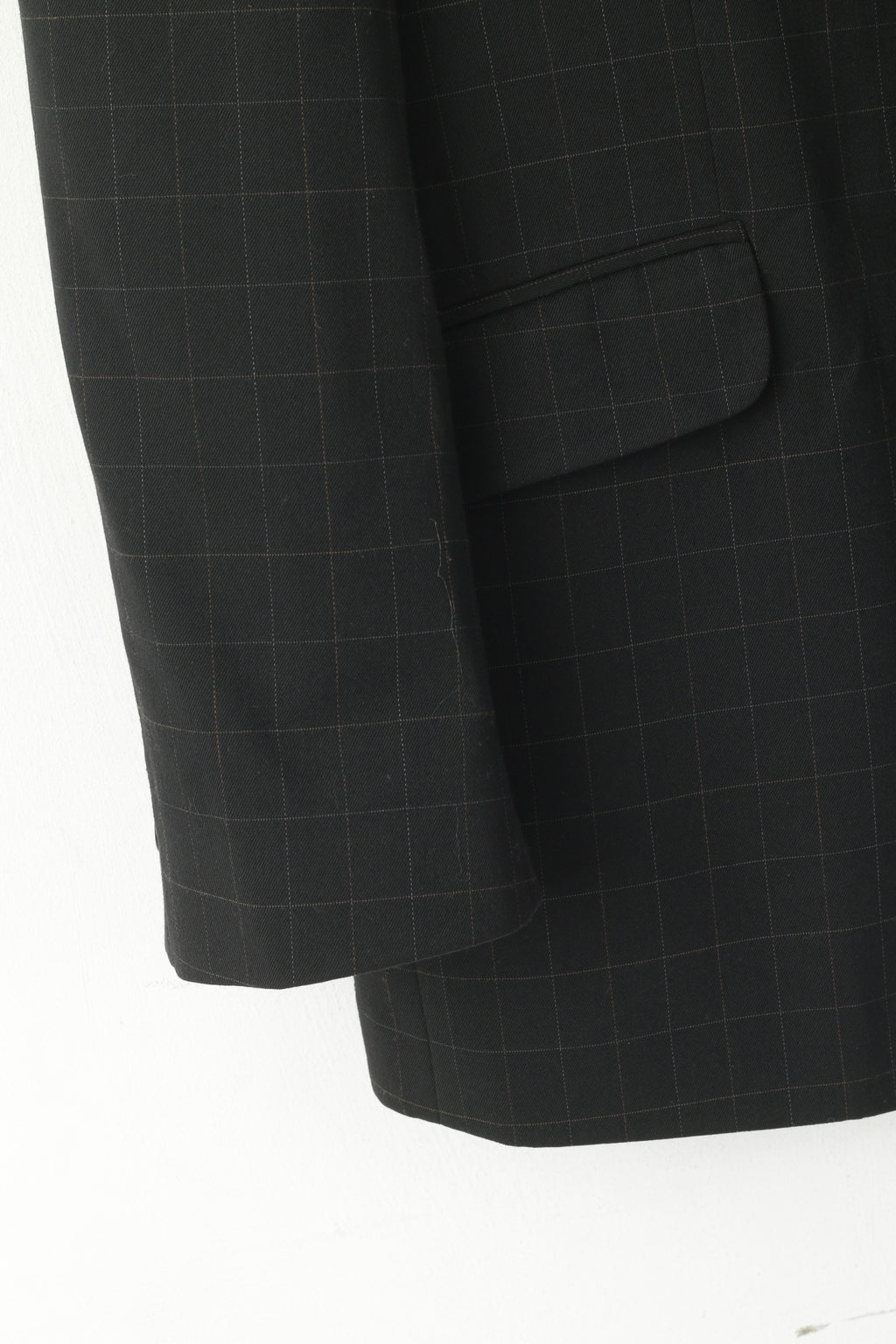 Pierre Cardin Men 46 56 Blazer Black Brown Check Wool Single Braested Retro Jacket