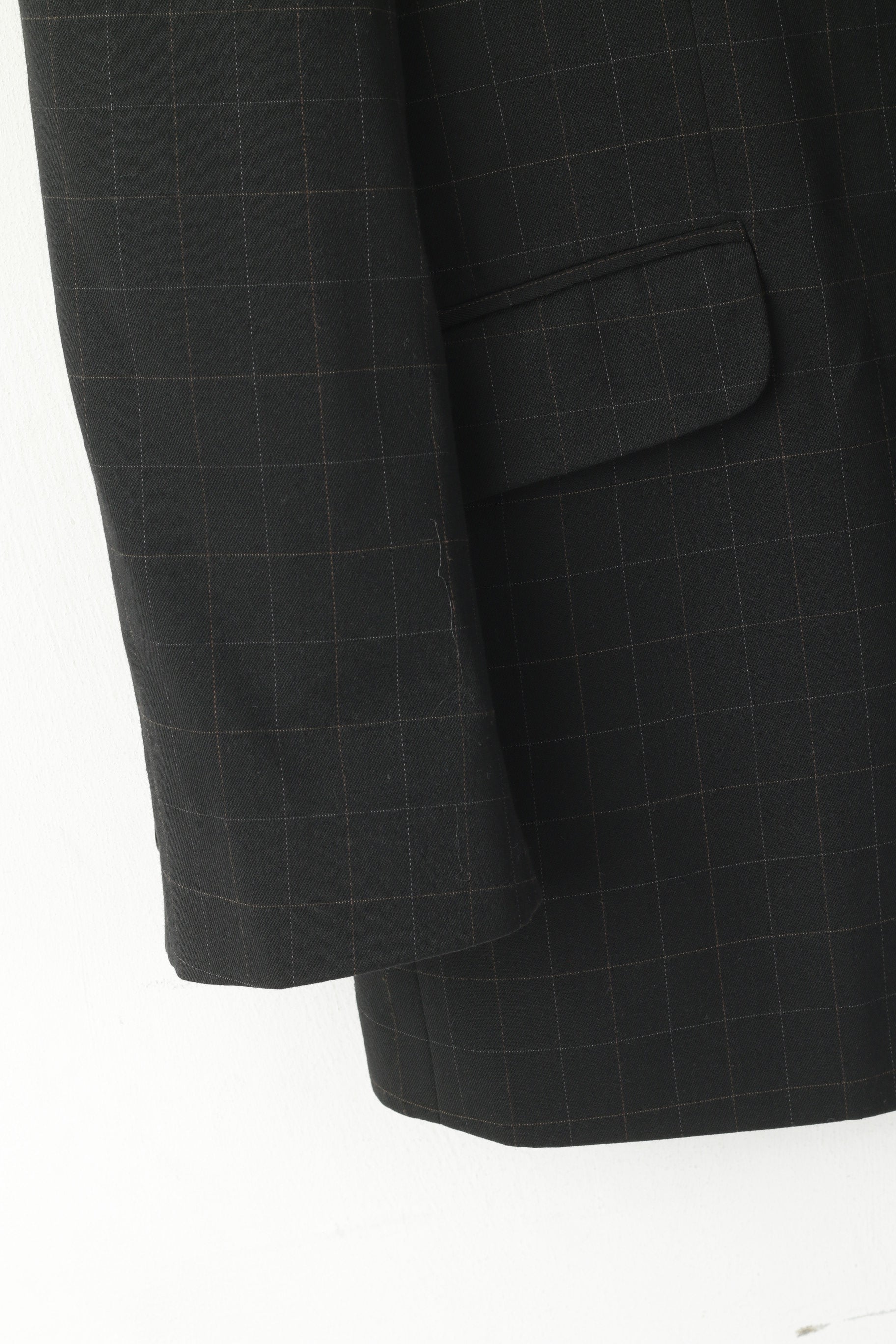 Pierre Cardin Men 46 56 Blazer Black Brown Check Wool Single Braested Retro Jacket