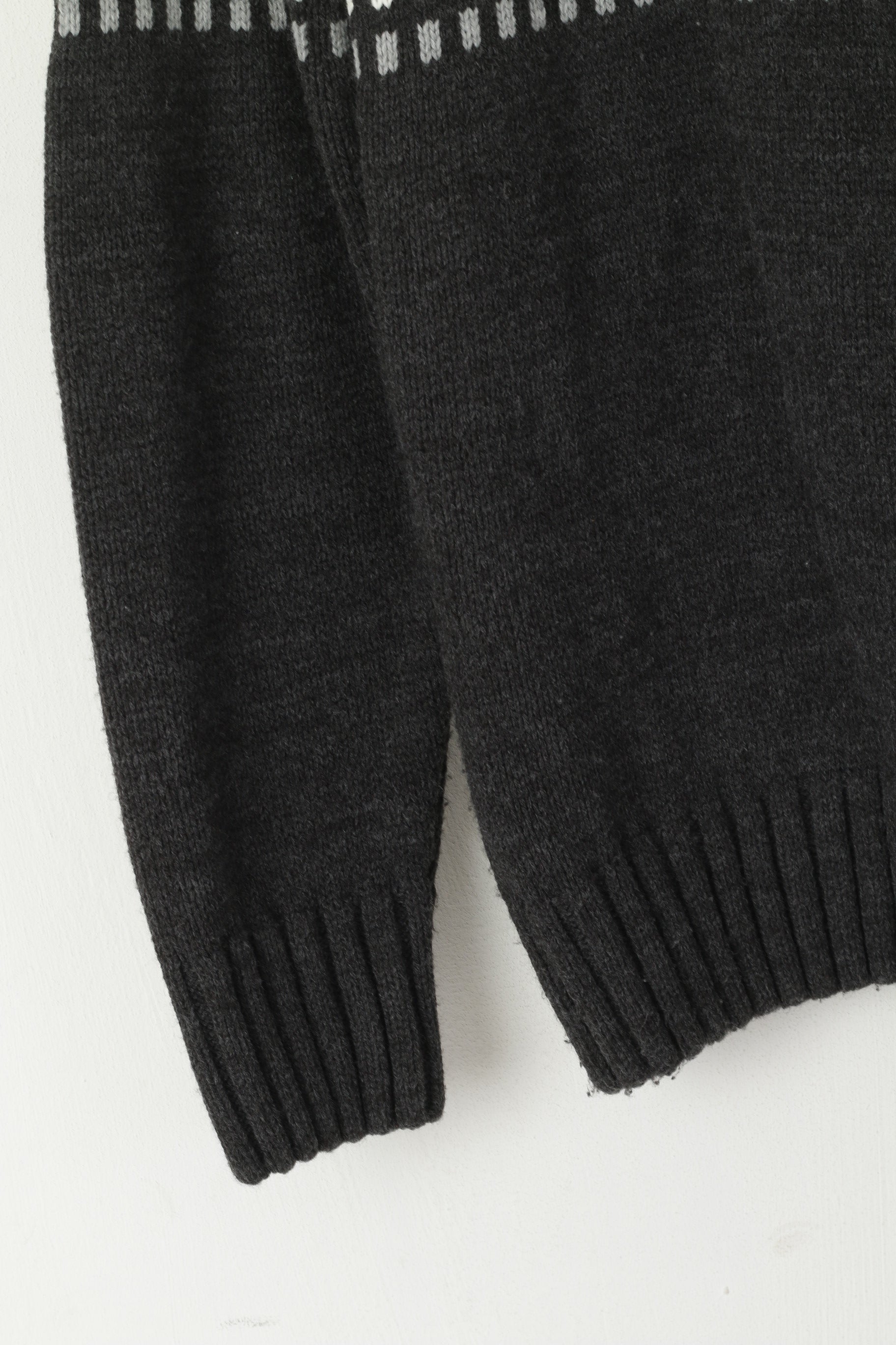 Bigoss Femme M Pull Gris Laine Mélangée À Capuche Imprimé Nordique Pull