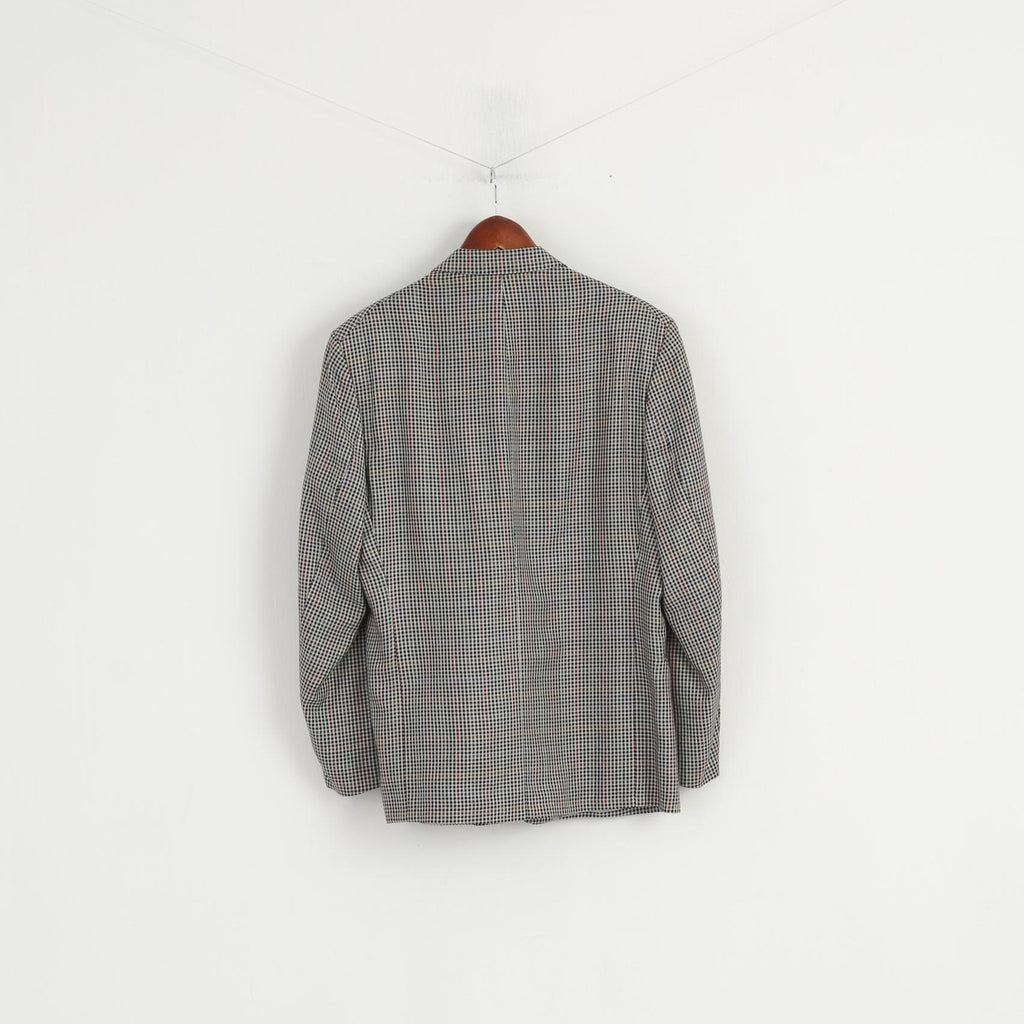 Falbe Dormeuil Men 38 Blazer Wool Houndstooth Single Breasted Vintage Multicoloured Jacket