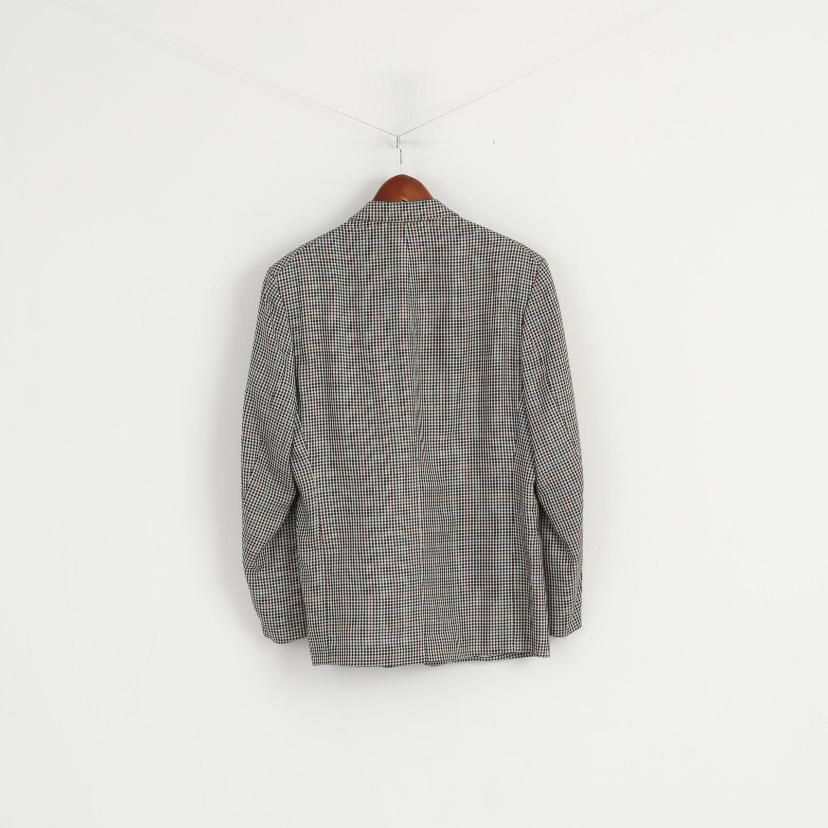 Falbe Dormeuil Men 38 Blazer Wool Houndstooth Single Breasted Vintage Multicoloured Jacket