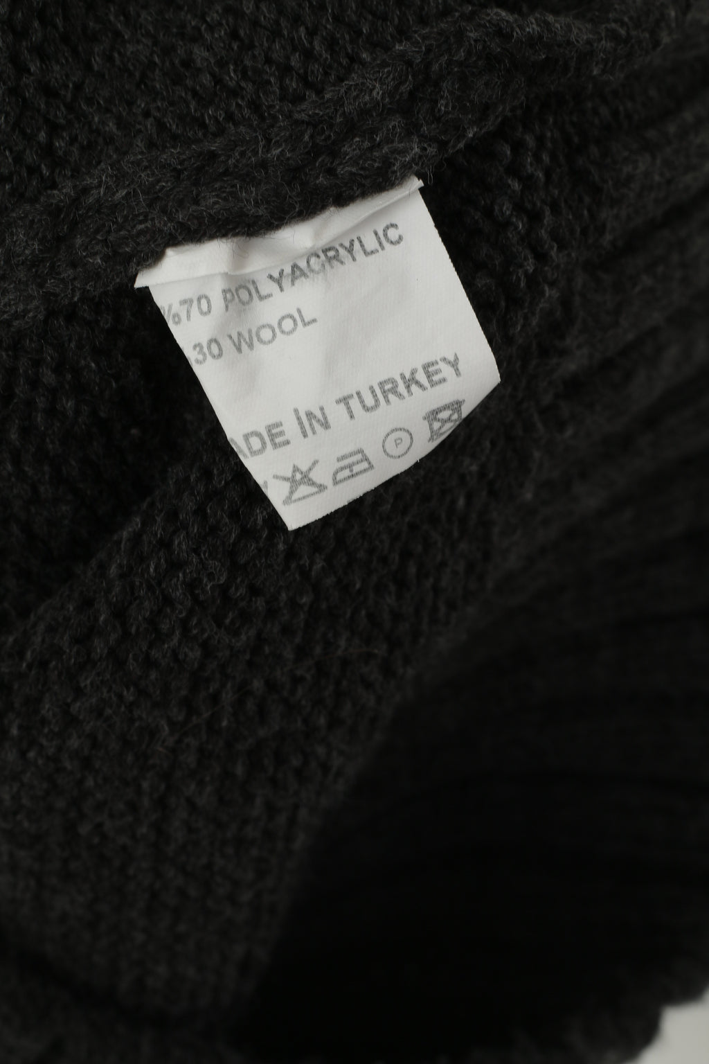 Bigoss Women M Jumper Grey Wool Blend Hooded Nordic Print Sweater