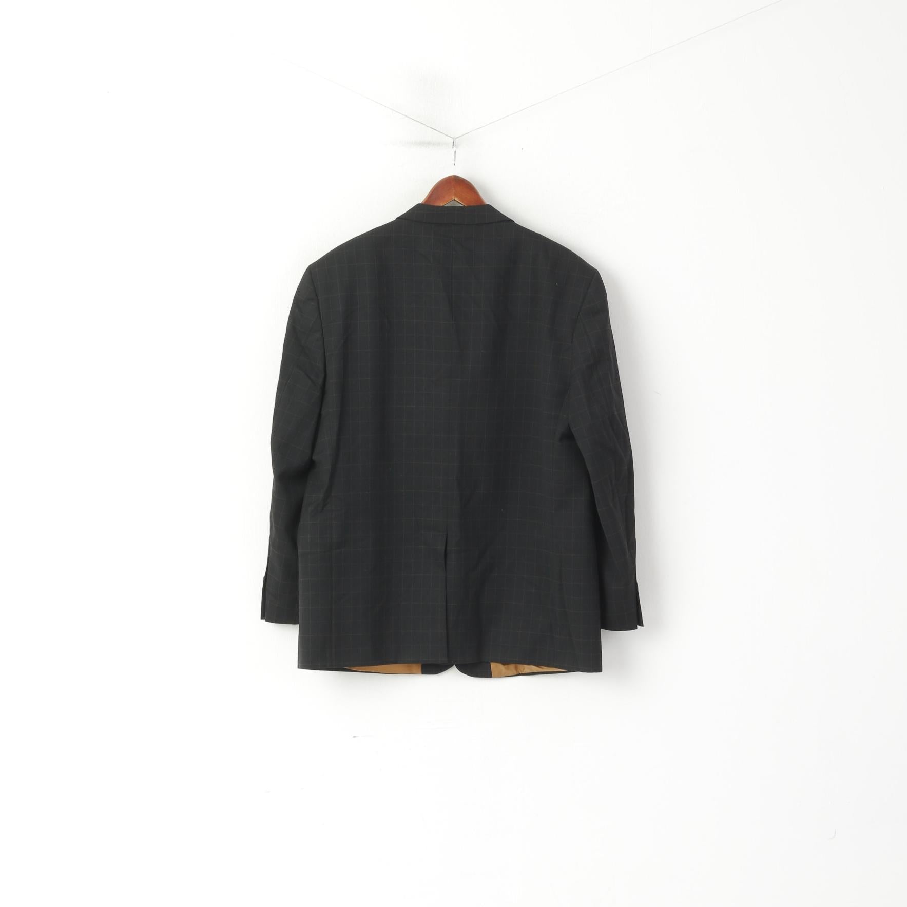 Pierre Cardin Men 46 56 Blazer Black Brown Check Wool Single Braested Retro Jacket