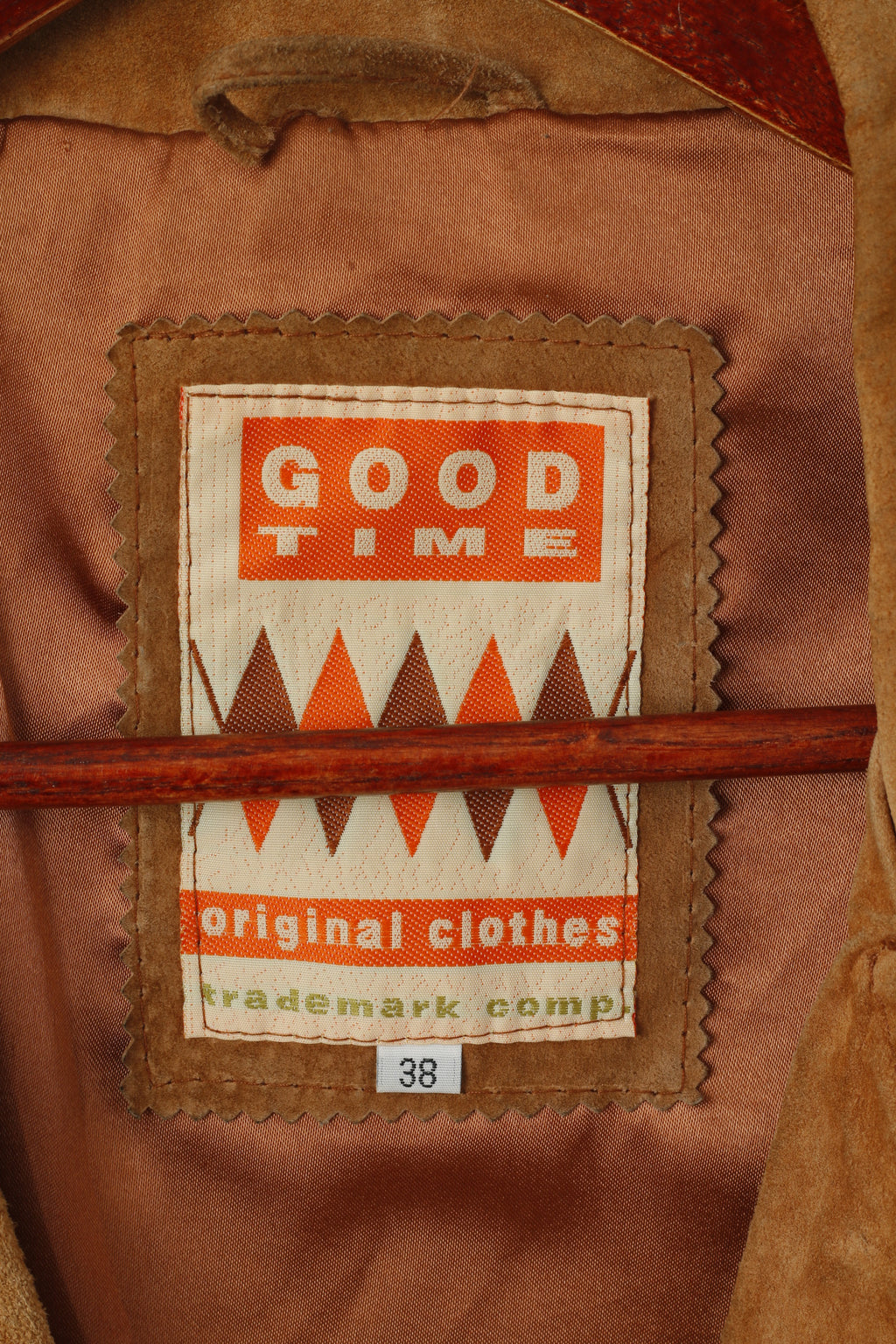 Good Time Donna 38 M Giacca in pelle Cammello Top con spalline in pelle scamosciata vintage