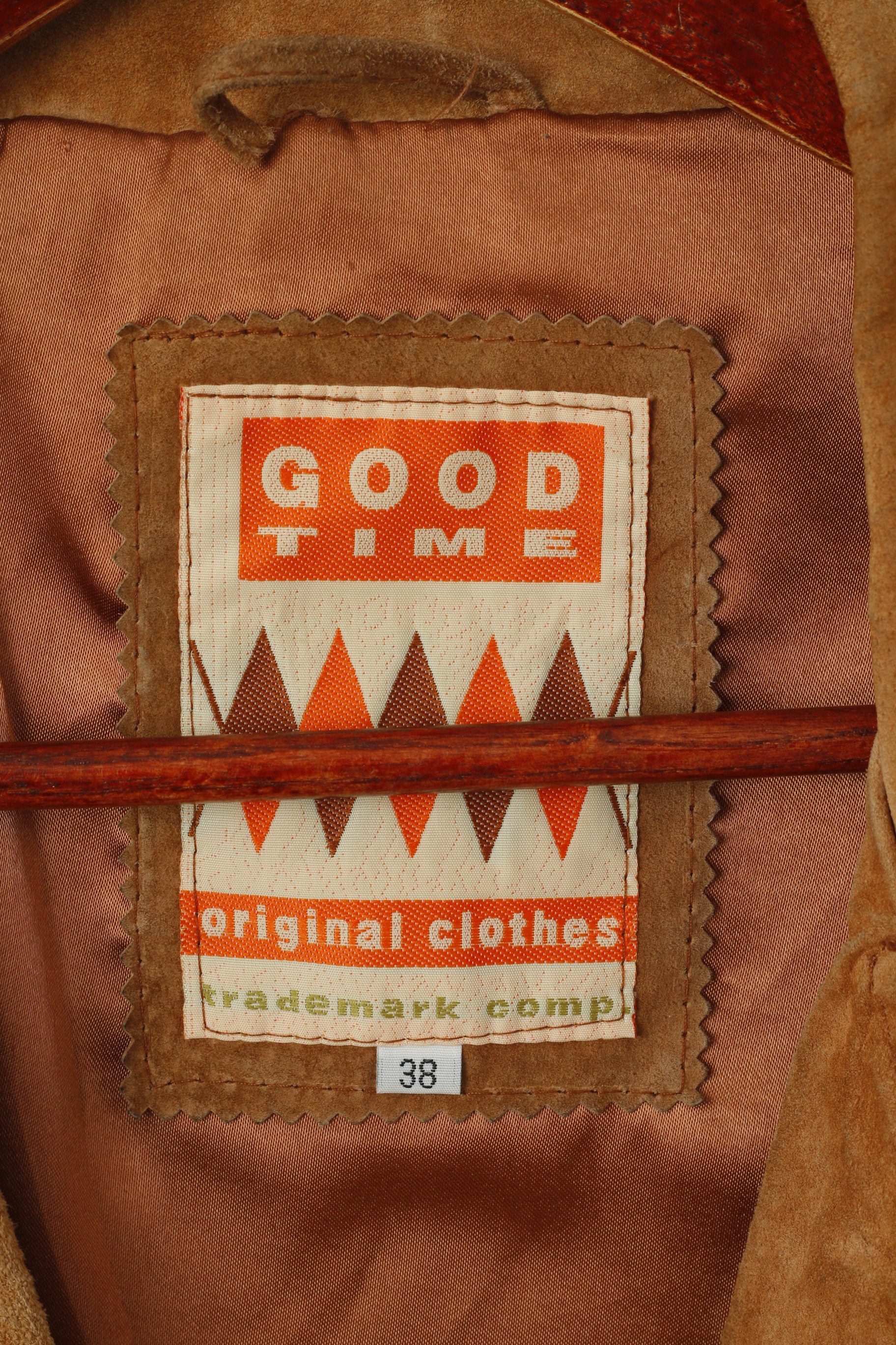 Good Time Donna 38 M Giacca in pelle Cammello Top con spalline in pelle scamosciata vintage