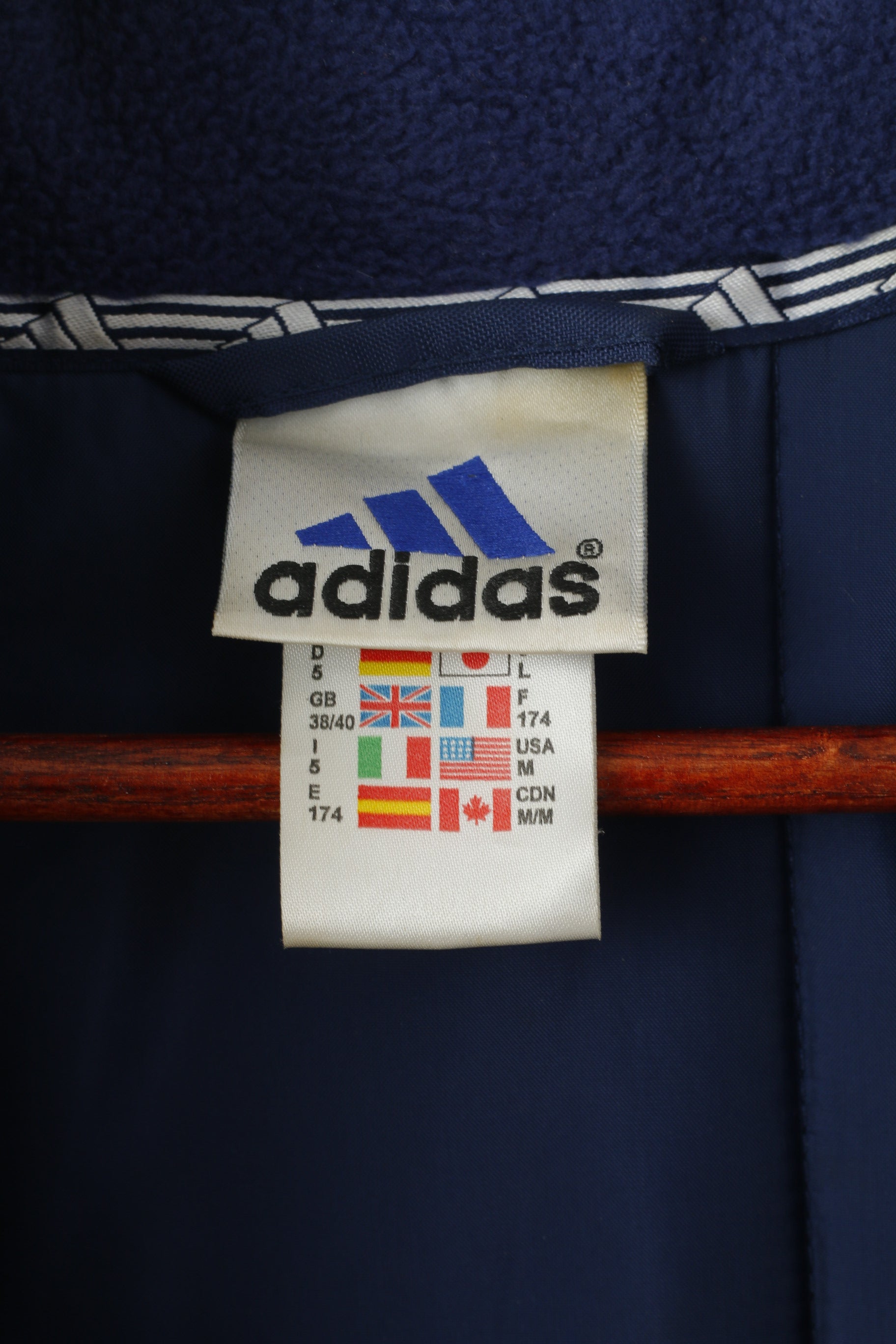 Giacca Adidas Uomo M 174 Parka con cappuccio nascosto impermeabile in nylon imbottito vintage blu