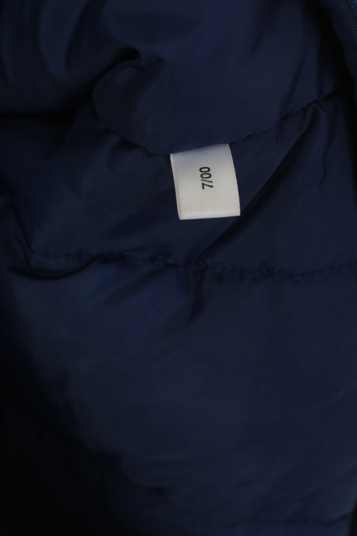Adidas Men M 174 Jacket Blue Vintage Padded Nylon Waterproof Hidden Hood Parka