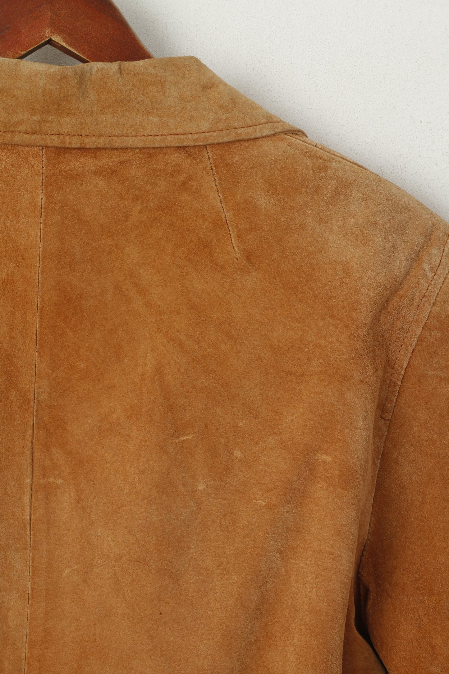 Good Time Women 38 M Leather Jacket Camel Vintage Suede Shoulder Pads Top