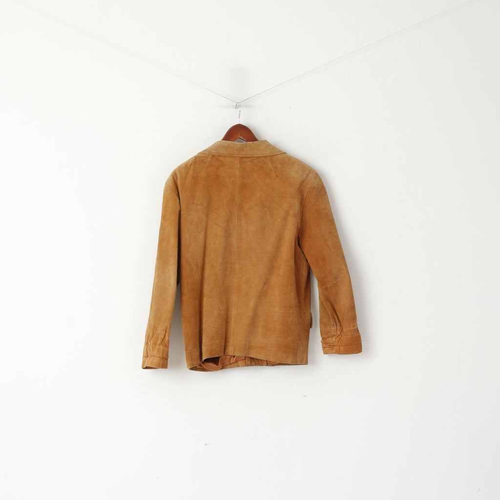 Good Time Donna 38 M Giacca in pelle Cammello Top con spalline in pelle scamosciata vintage