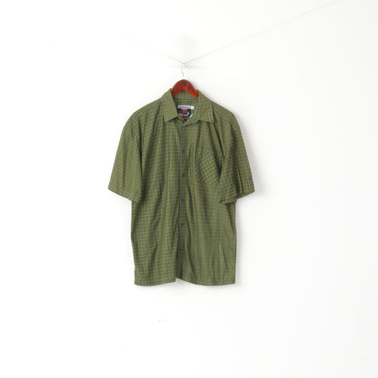 Odlo Camicia casual XL da uomo Top a maniche corte turistico per abbigliamento sportivo da esterno a quadretti verde