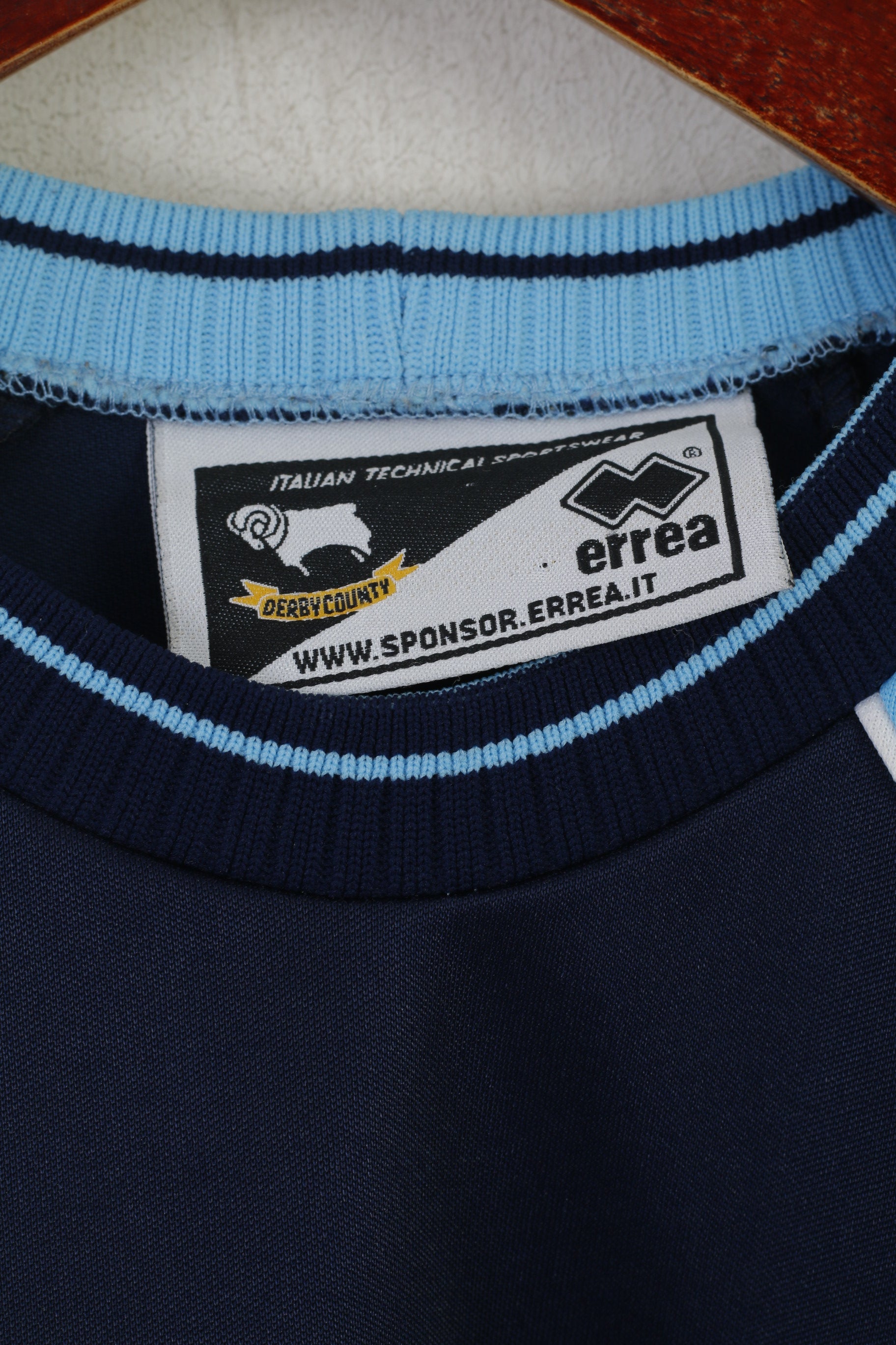 Errea Women 40 S Shirt Navy Derby Country Por Match Sportswear Jersey 2001-2003 Top