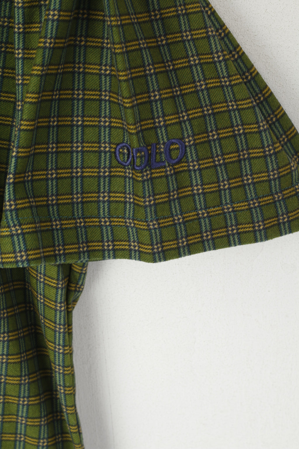 Odlo Men XL Casual Shirt Green Checkered Outdoor Sportswear Tourist Short Sleeve Top