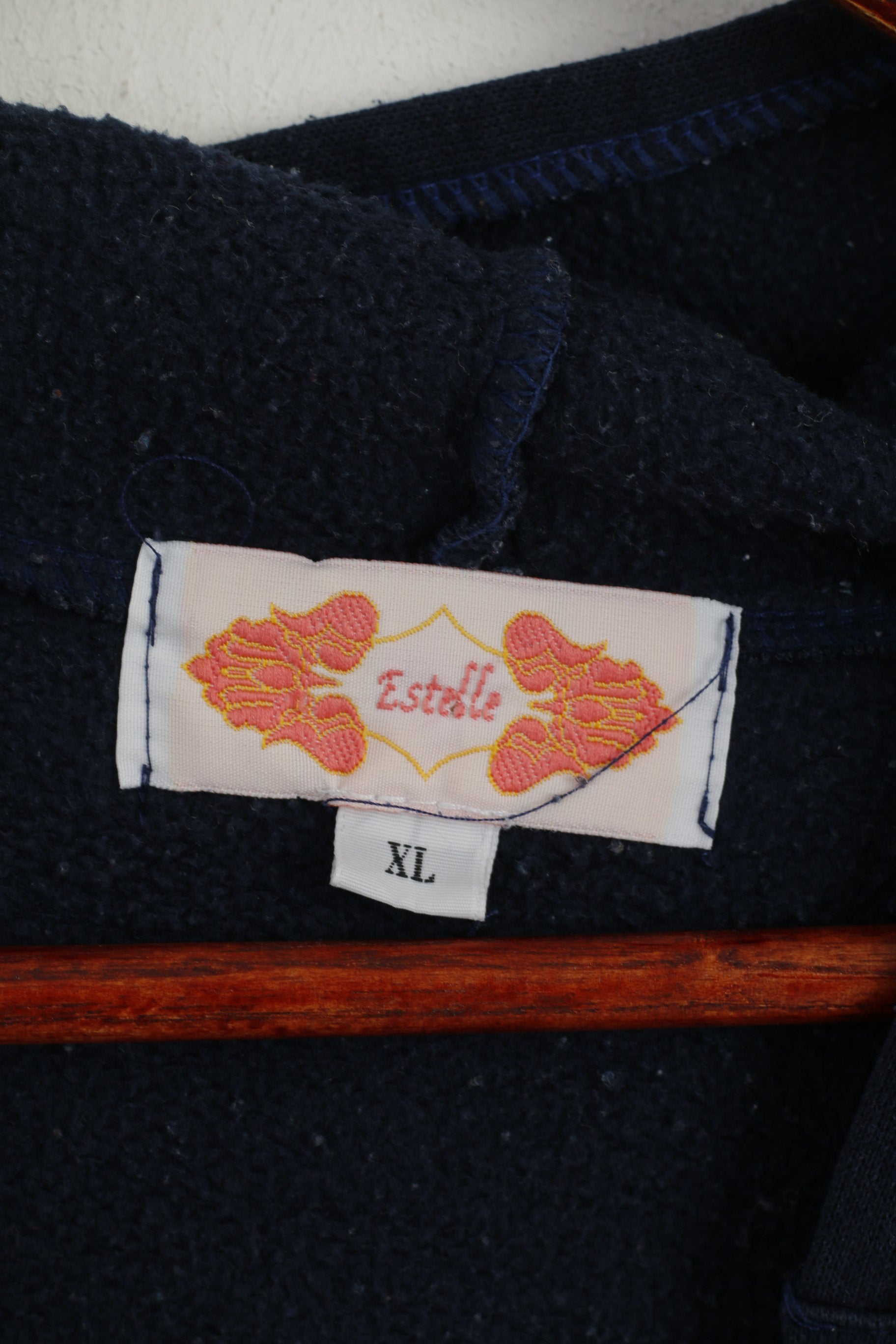 Estelle Women XL Sweatshirt Vintage Navy Hooded Global Connection 80s Top