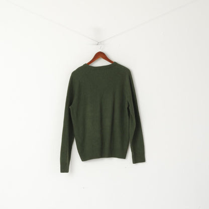 Original Penguin Mens 2XL (M) Jumper Green V Neck Sweater 100% Wool Top