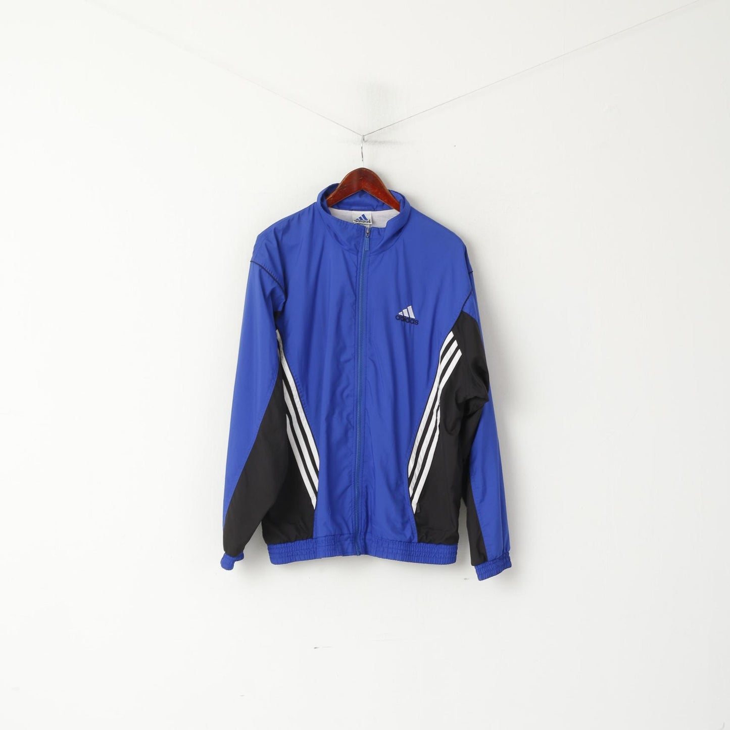 Adidas Men L 186 Jacket Blue Vintage Zip Up Bomber Active '00 Sportswear Top
