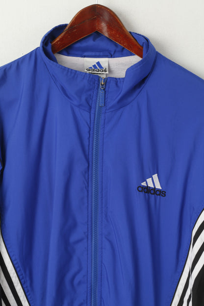Adidas Homme L 186 Veste Bleu Vintage Zip Up Bomber Active '00 Sportswear Top
