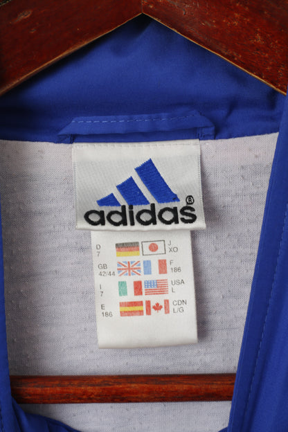 Adidas Men L 186 Jacket Blue Vintage Zip Up Bomber Active '00 Sportswear Top