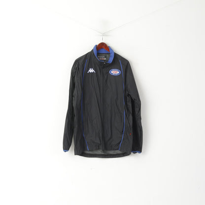 Kappa Men XXL (XL) Jacket Black Nylon VIF Stiftet Vintage Full Zip Sportswear Top