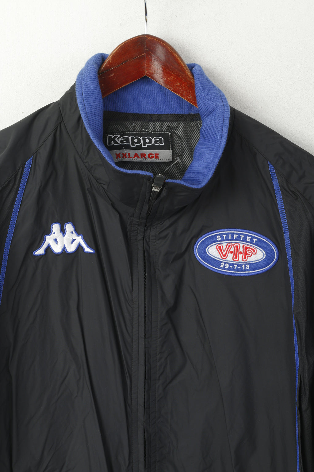 Kappa Men XXL (XL) Jacket Black Nylon VIF Stiftet Vintage Full Zip Sportswear Top