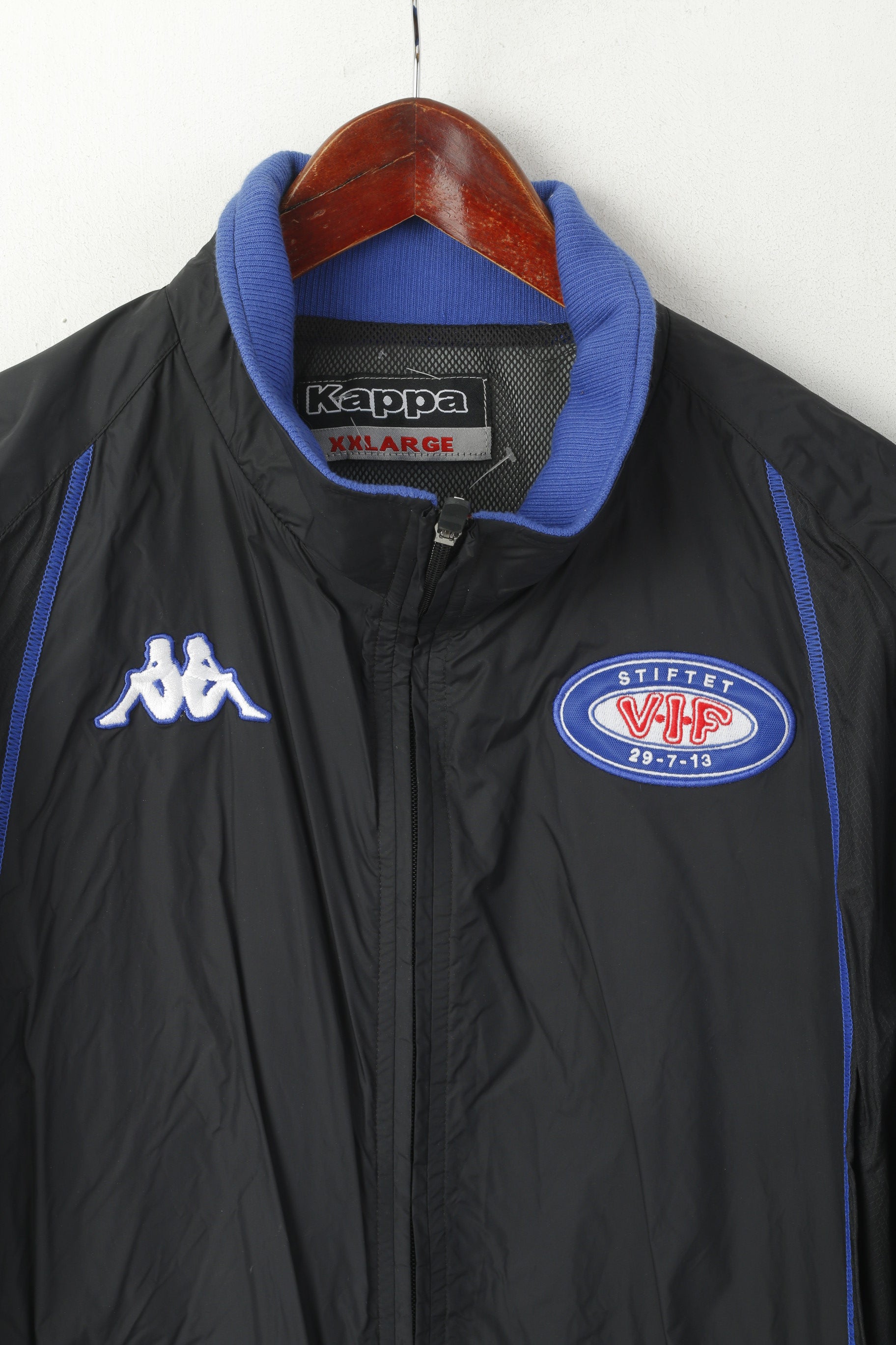 Kappa Men XXL (XL) Jacket Black Nylon VIF Stiftet Vintage Full Zip Sportswear Top