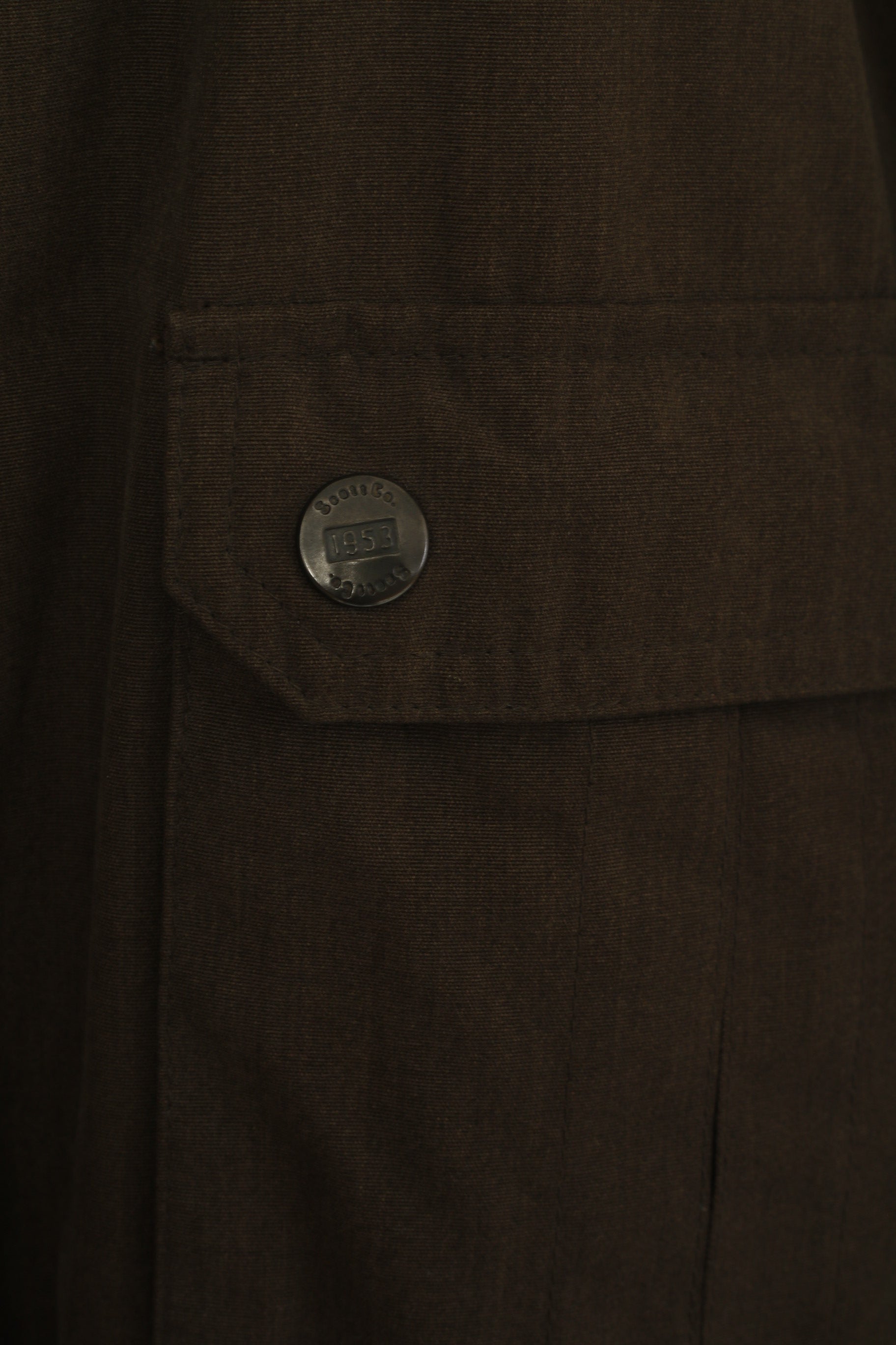 Scott Co. Giacca da uomo L Verde Marrone Cerniera completa Tasche in cotone leggero militare