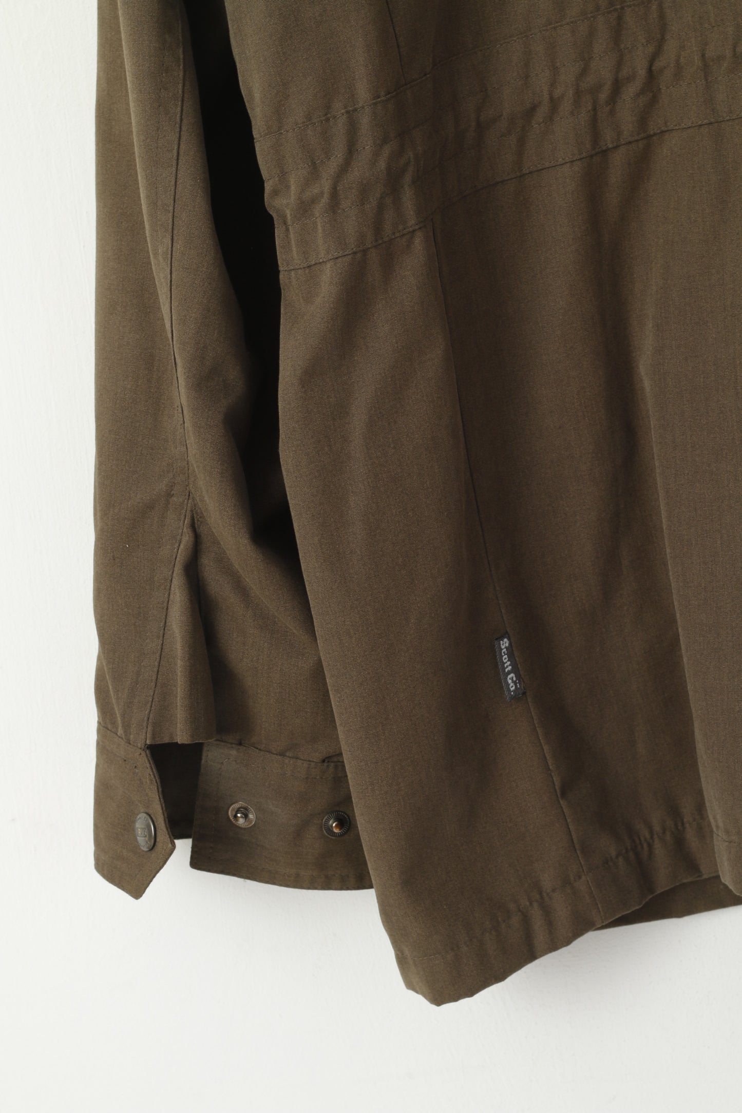 Scott Co. Men L Jacket Green Brown Full Zipper Military Lightweight Cotton Pockets Top