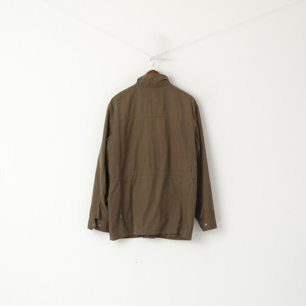 Scott Co. Giacca da uomo L Verde Marrone Cerniera completa Tasche in cotone leggero militare