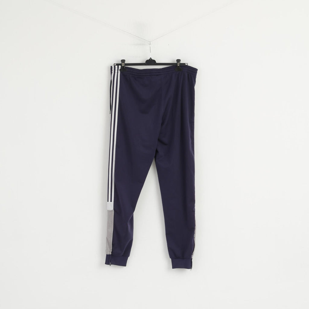 Adidas Men 180 M Sweatpants Shiny Navy Vintage Drawstring Belt Sport Trousers