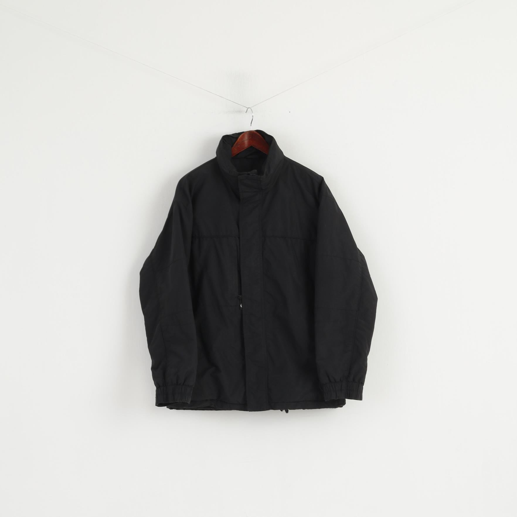 Giacca Rodeo C&amp;A da uomo M 48/50 nera imbottita con cerniera intera cappuccio nascosto top casual