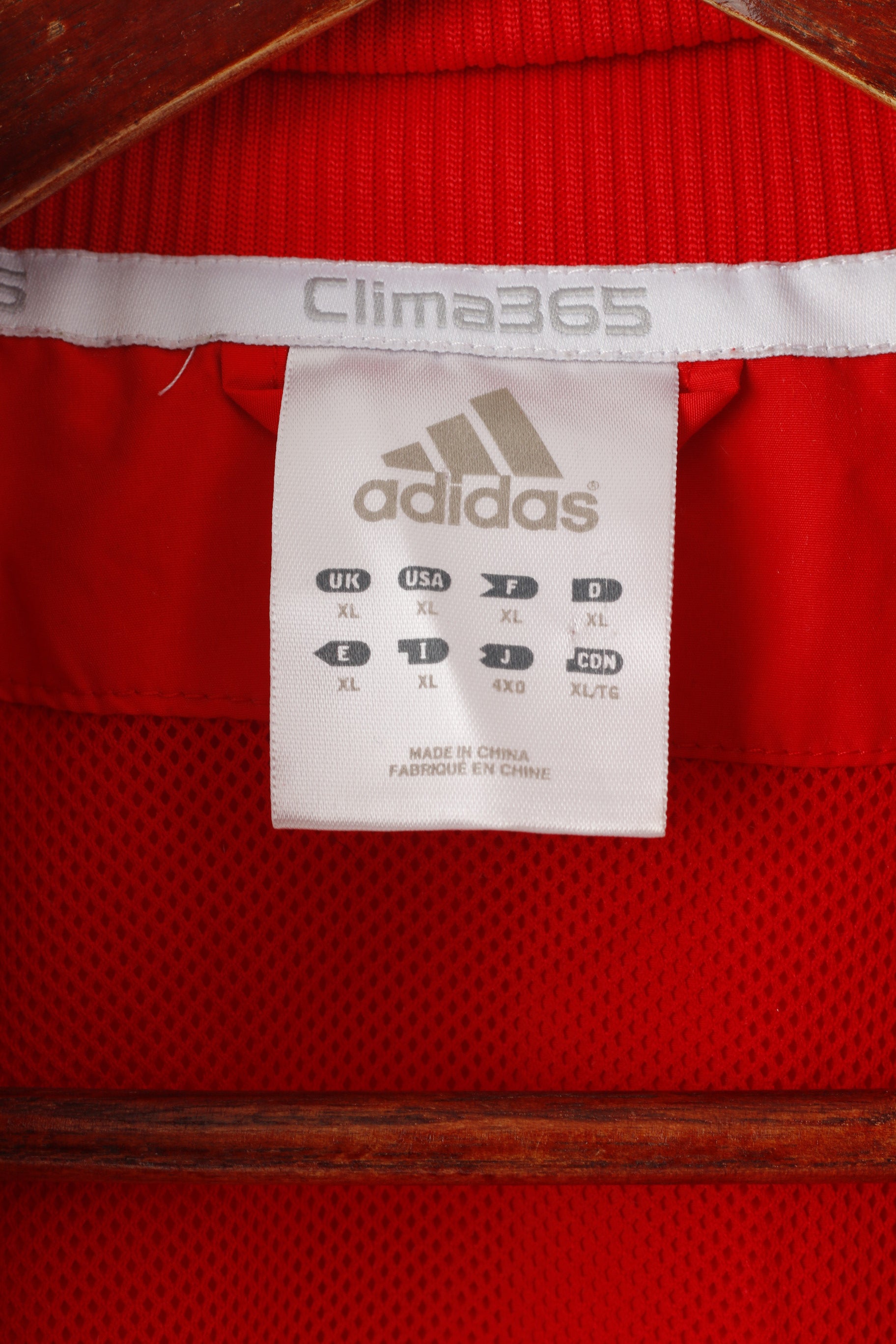 Adidas Hommes XL Veste Rouge Clima 365 Bomber Sportwear Full Zipper Sport Top