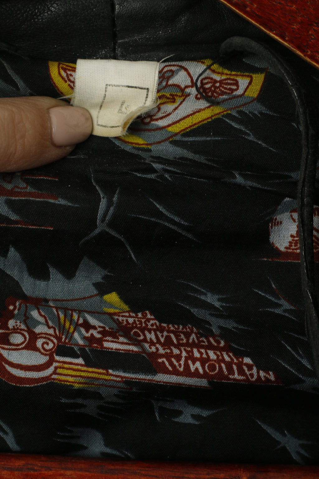 Kuang Huei Men L Jacket Black Leather Airways Airplane Flying Vintage Aero Zip Up Top