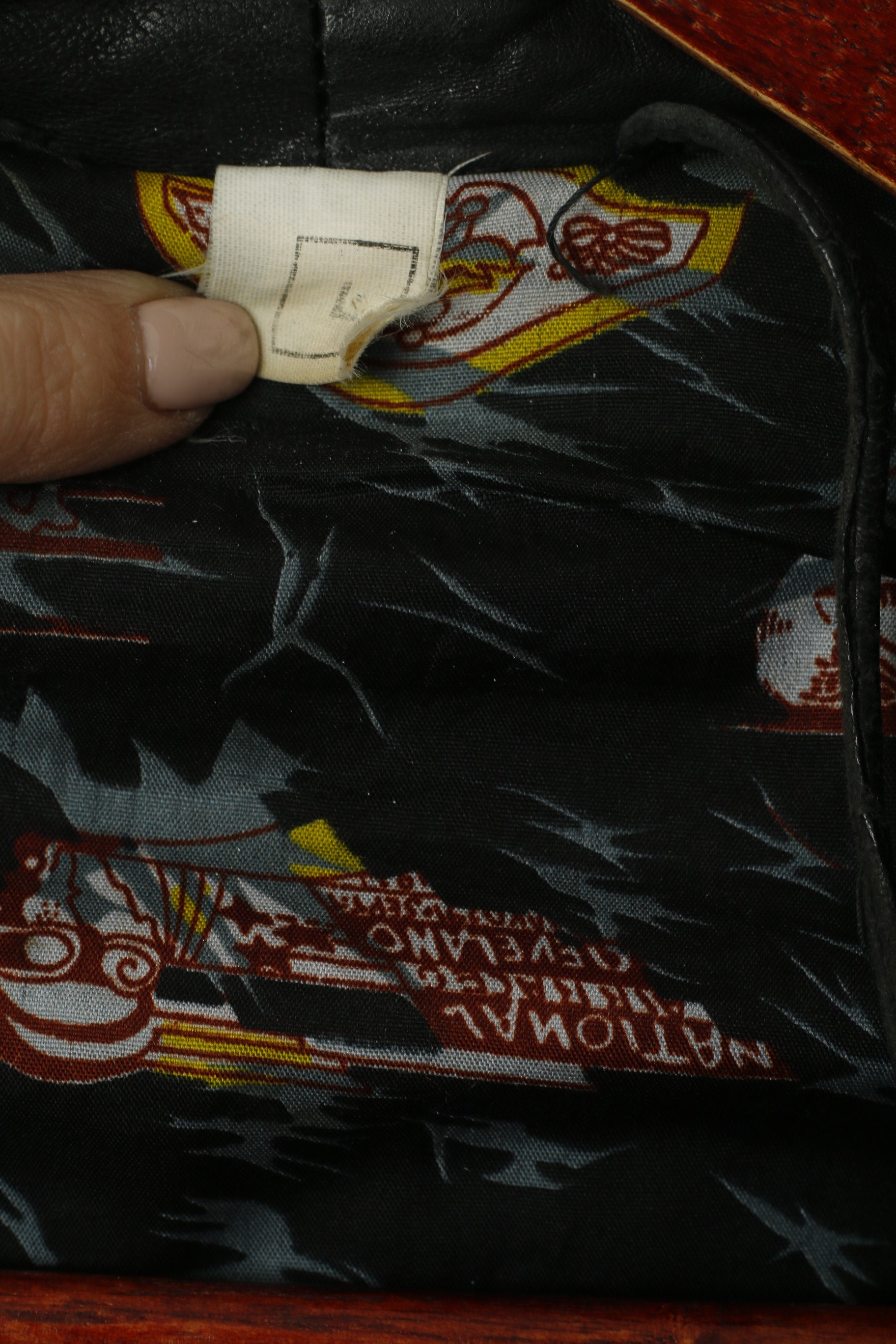 Kuang Huei Men L Jacket Black Leather Airways Airplane Flying Vintage Aero Zip Up Top