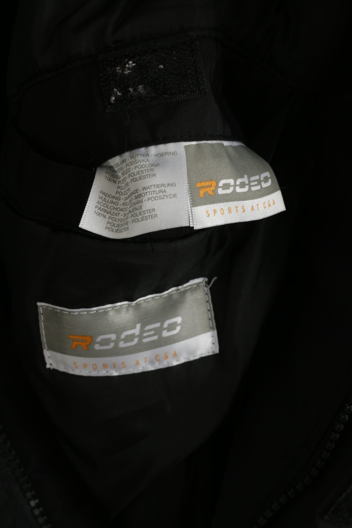 Rodeo C&A Men M 48/50 Jacket Black Padded Full Zipper Hidden Hood Casual Top