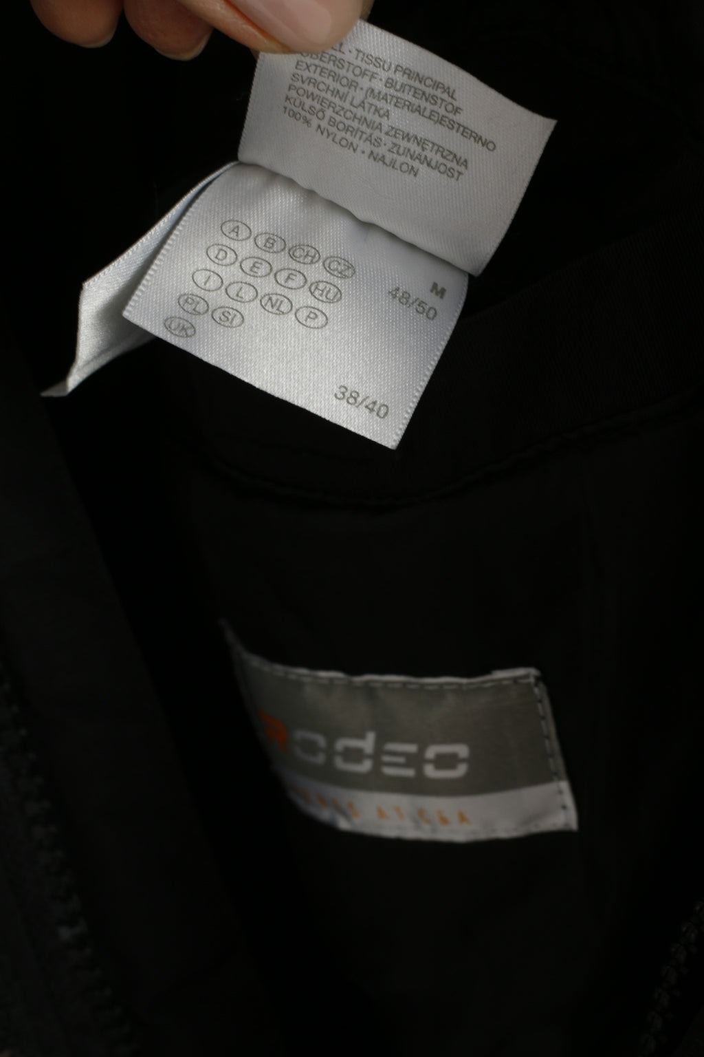 Giacca Rodeo C&amp;A da uomo M 48/50 nera imbottita con cerniera intera cappuccio nascosto top casual