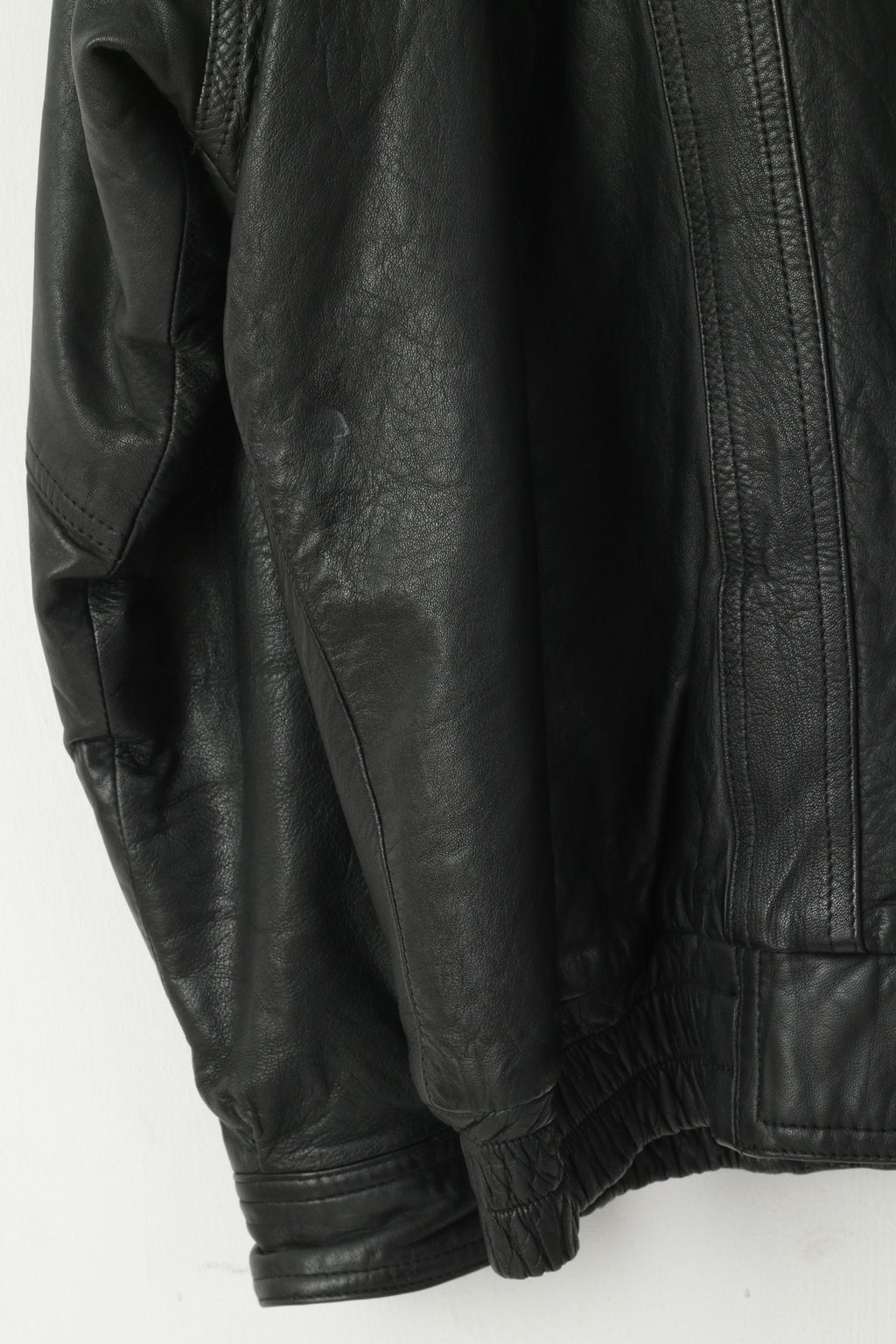 Kuang Huei Men L Jacket Black Leather Airways Airplane Flying Vintage Aero Zip Up Top