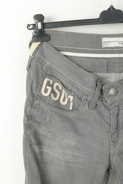 G-Star Raw Women 30 Jeans Trousers Gray Cotton Saville Straight Pants
