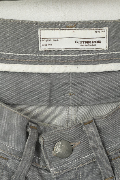 G-Star Raw Women 30 Jeans Trousers Gray Cotton Saville Straight Pants